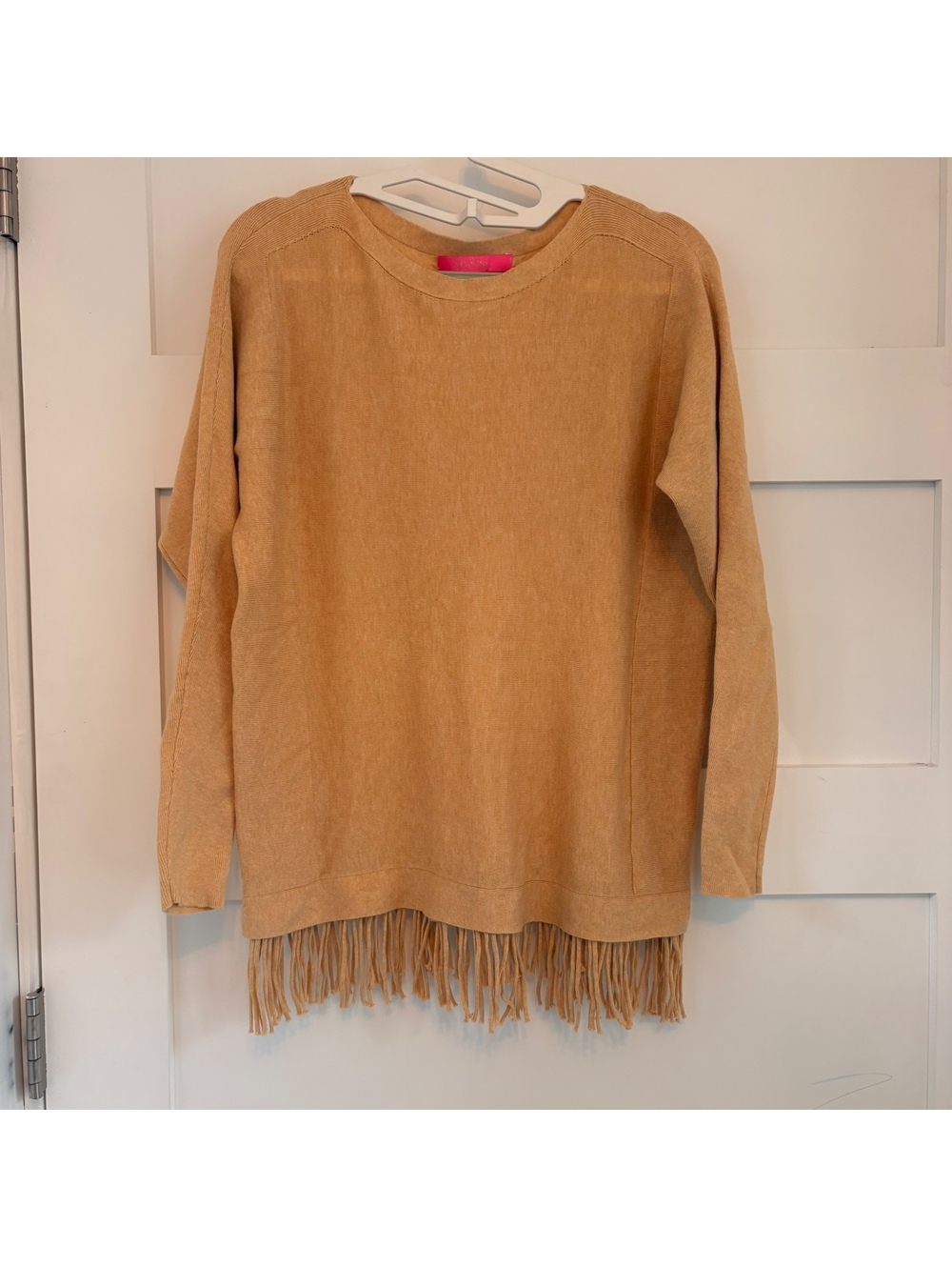 Lilly Pulitzer Heathered Sand CoolMax Sweater Fringe Size XS